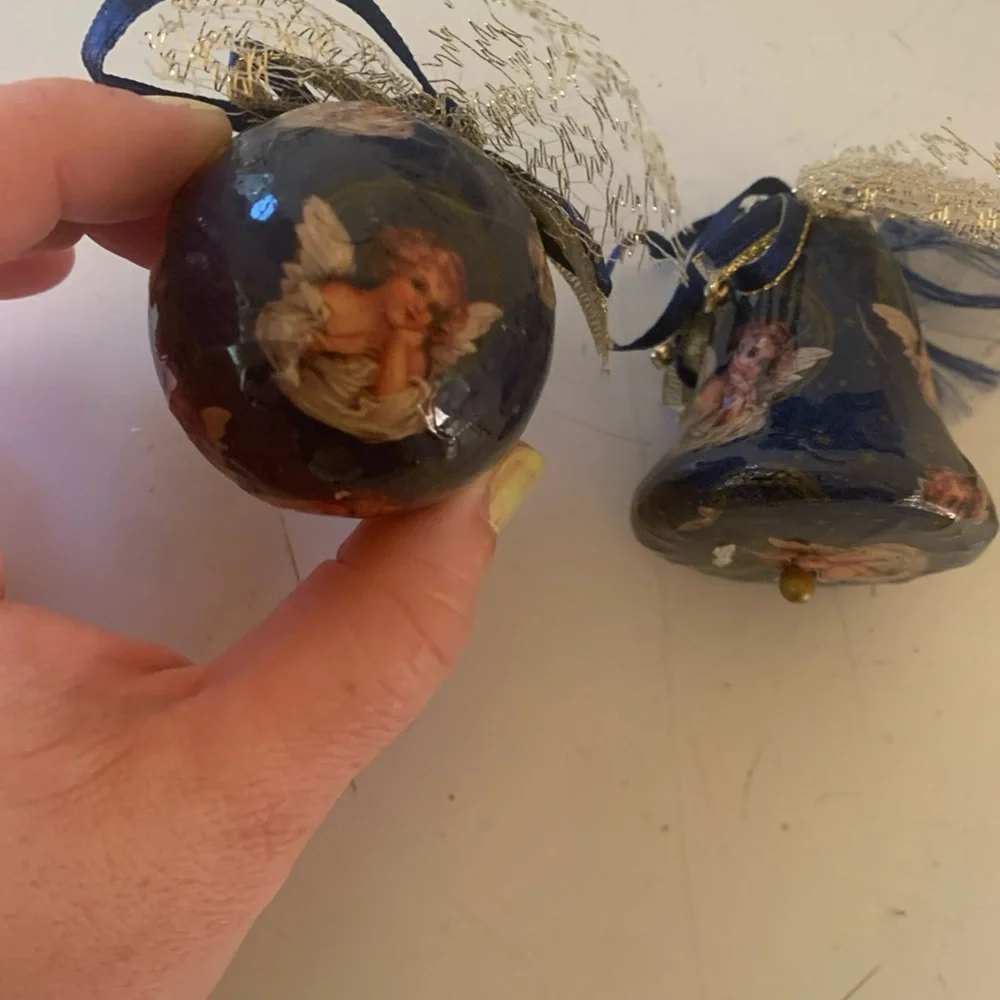 Set of 3 Decoupage Victorian Angel Ornamentents